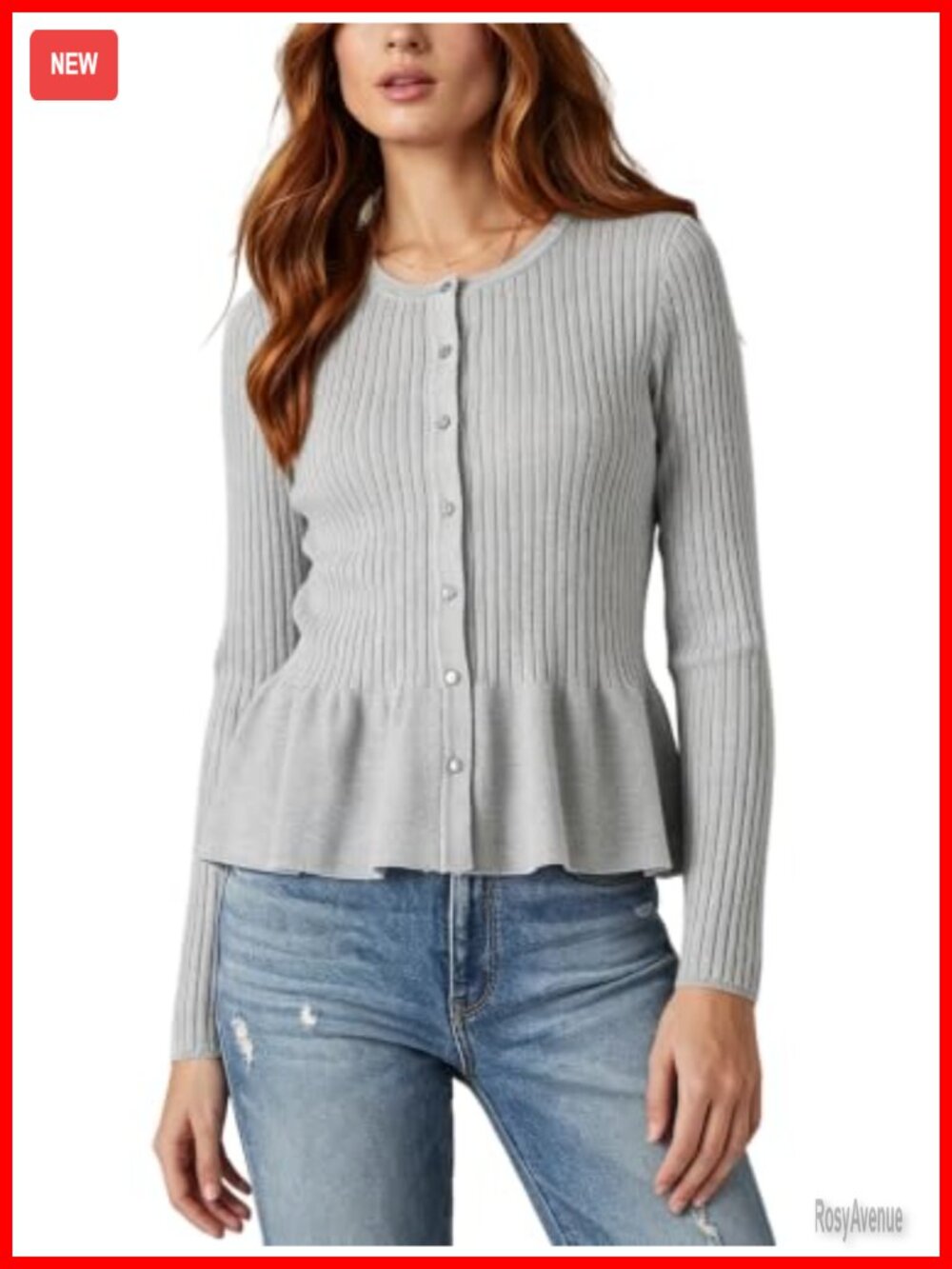 Women's Peplum Knit Ruffle Hem Button Cardigan Sweater Long Sleeve